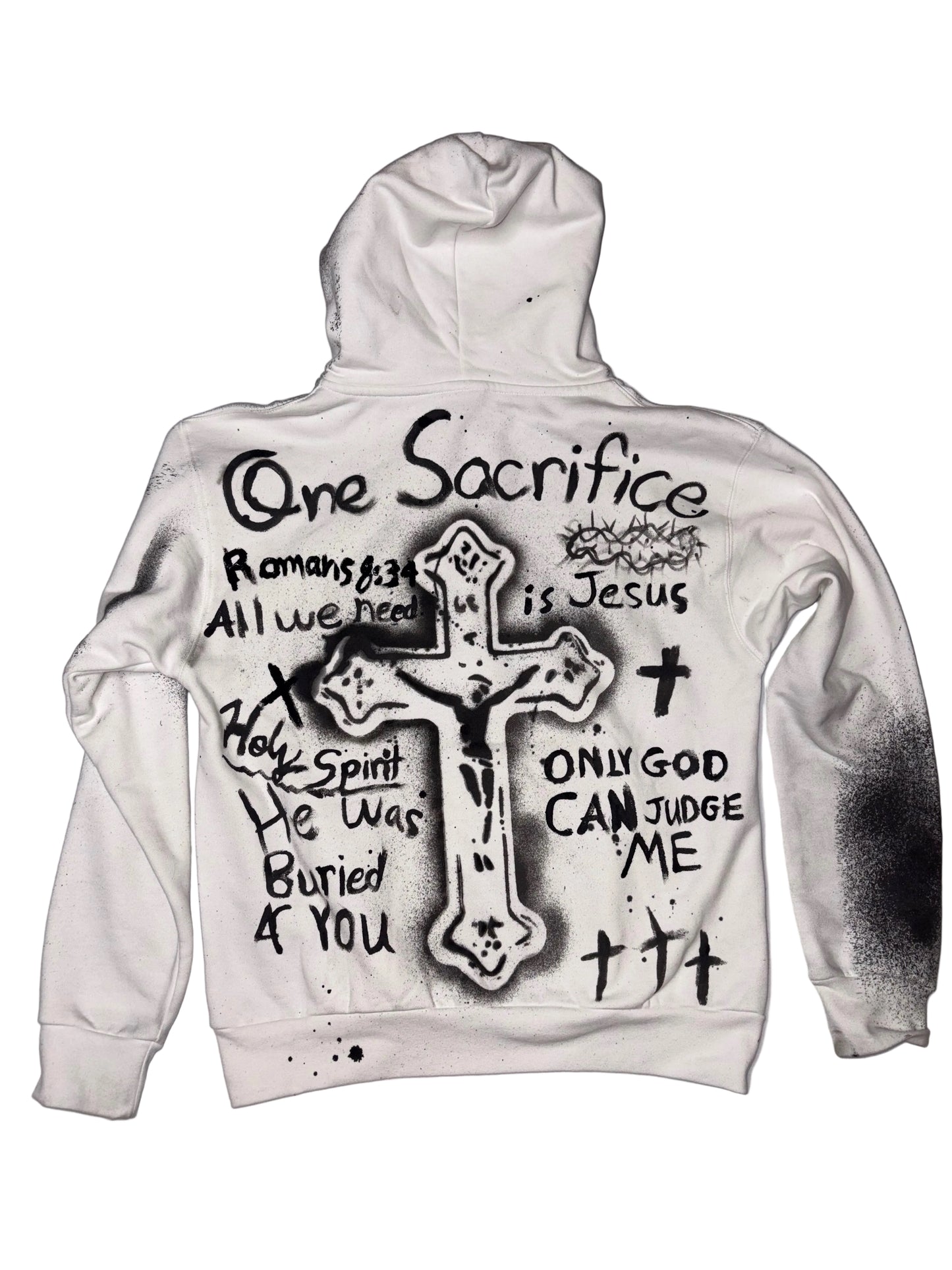 White Moral Essence Hoodie-"One Sacrifice"