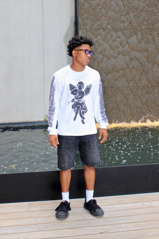 White Thermal Long Sleeve Cross fade