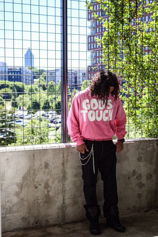 Pink God’s Touch Hoodie (Pearls & Rhinestones)