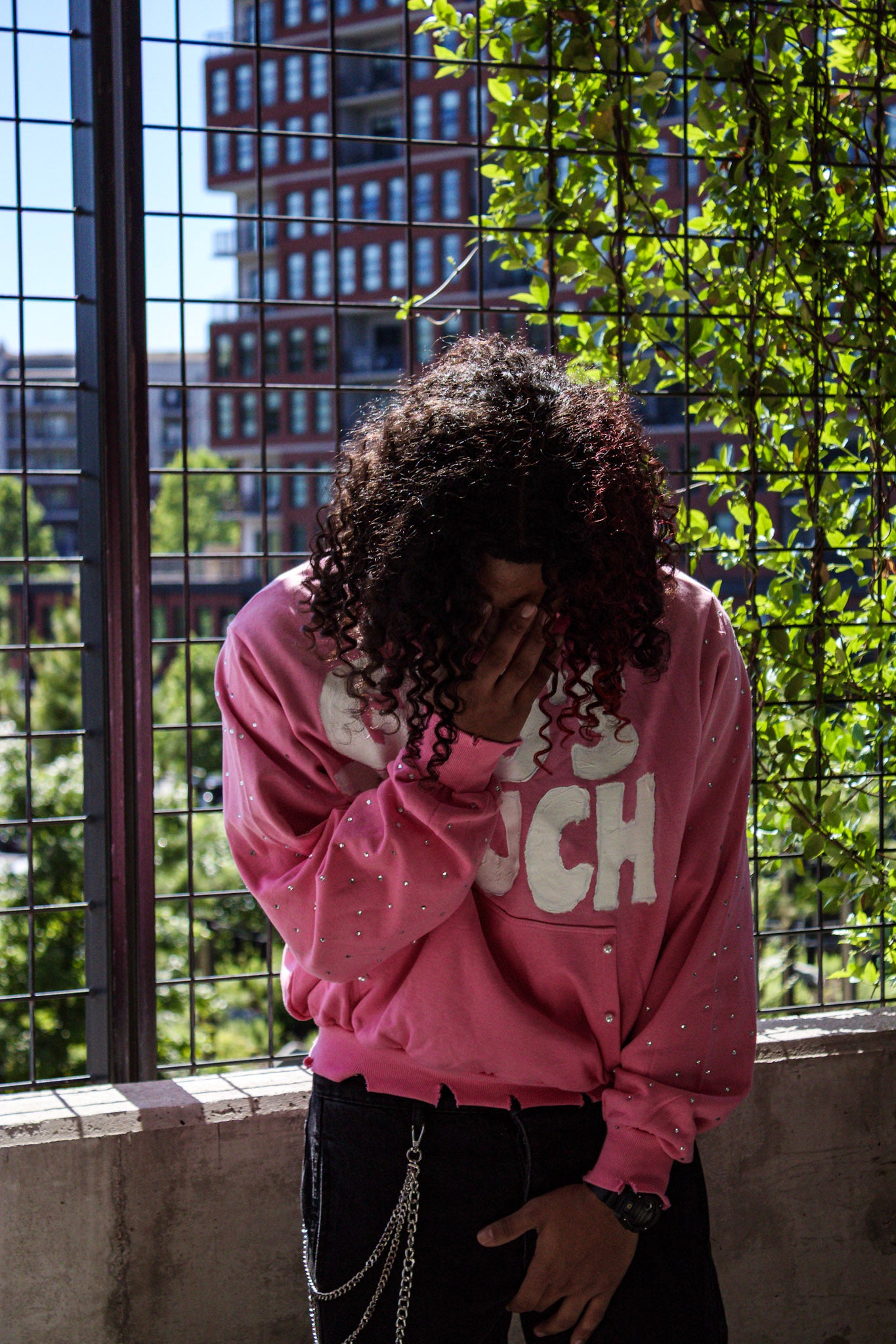 Pink God’s Touch Hoodie (Pearls & Rhinestones)